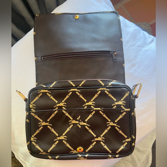 Longchamp Horse & Buckle Logo print Vintage Leather Crossbody. - Picture 5 of 16